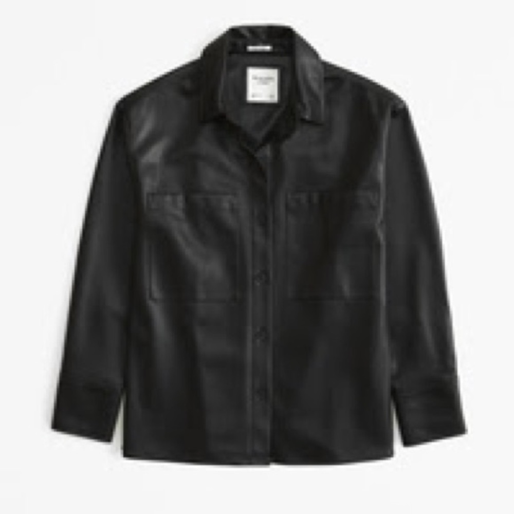 Abercrombie & Fitch Oversized Vegan Leather Shirt Jacket